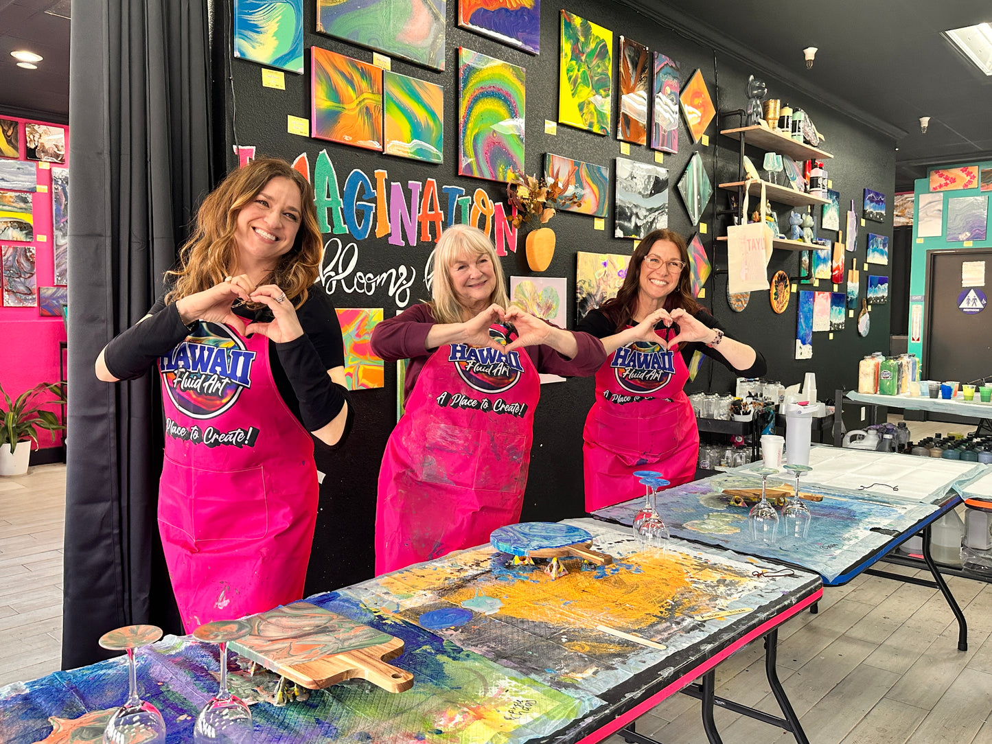 Girls Night Out: Fluid Art Charcuterie & Wine Glass Workshop