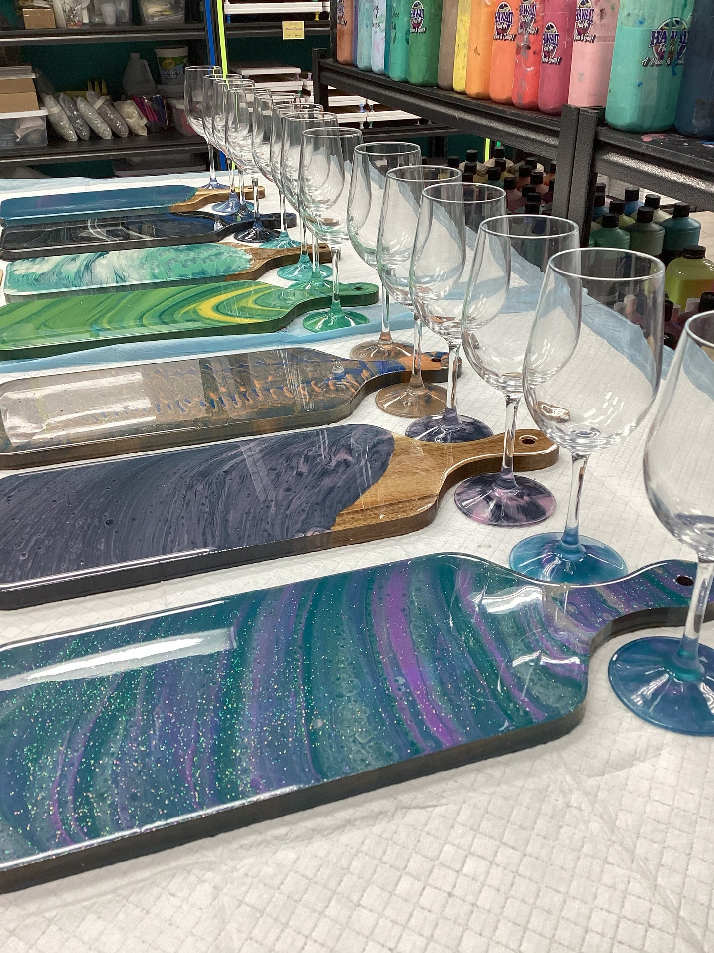 Girls Night Out: Fluid Art Charcuterie & Wine Glass Workshop