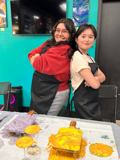 Girls Night Out: Fluid Art Charcuterie & Wine Glass Workshop
